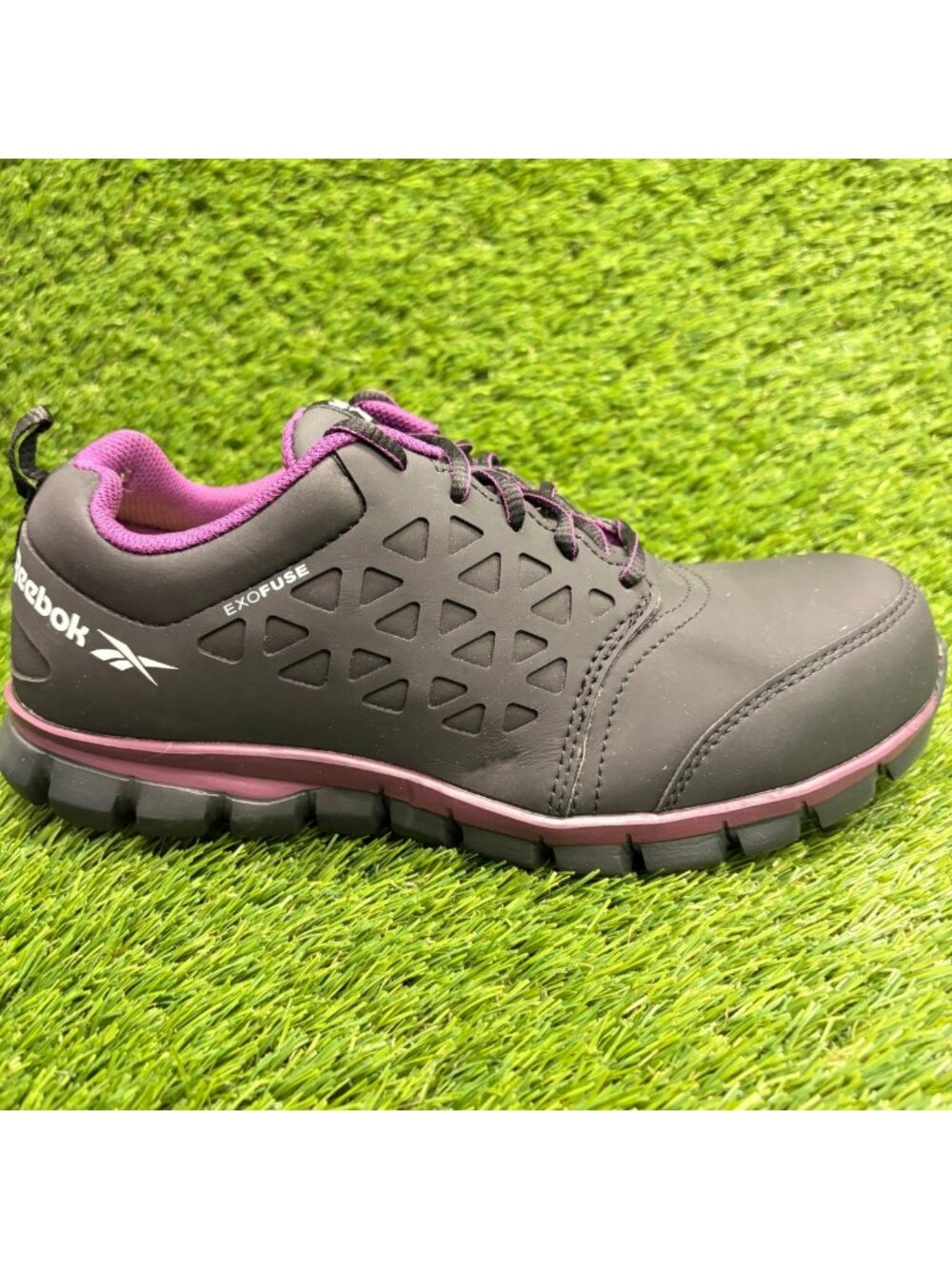 Reebok Sublite Cushion Women Size 9D Black Purple Composite Toe Safety Work Shoe